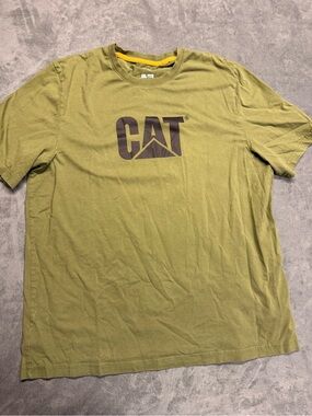 Caterpillar Olive Green CAT Logo Short Sleeve Tee 100% cotton